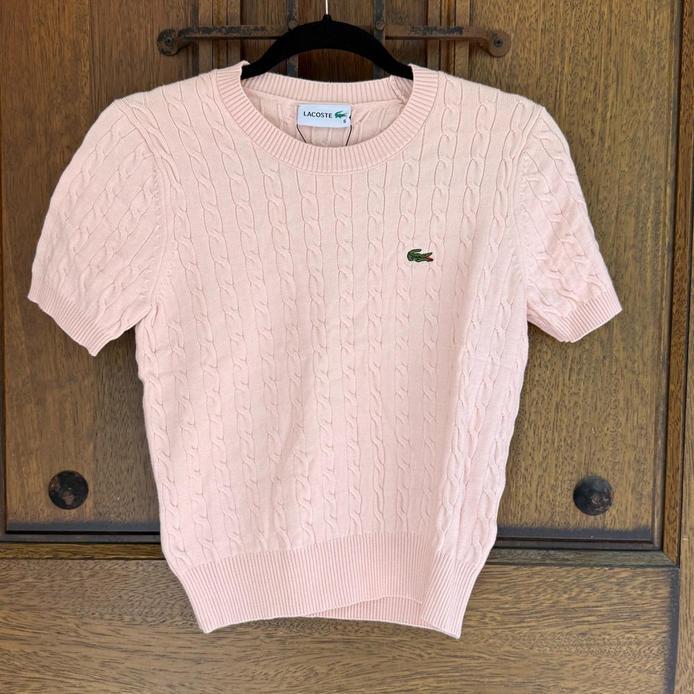 Lacoste Women's Soft Pink Cable Knit Sweater Size M